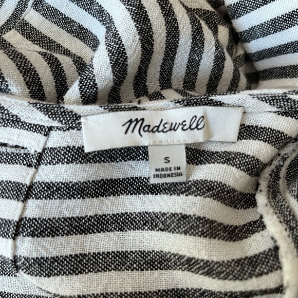 Madewell Linen Blend Stripe-Play Button-Back Tee Dress with pockets - Picture 7 of 10